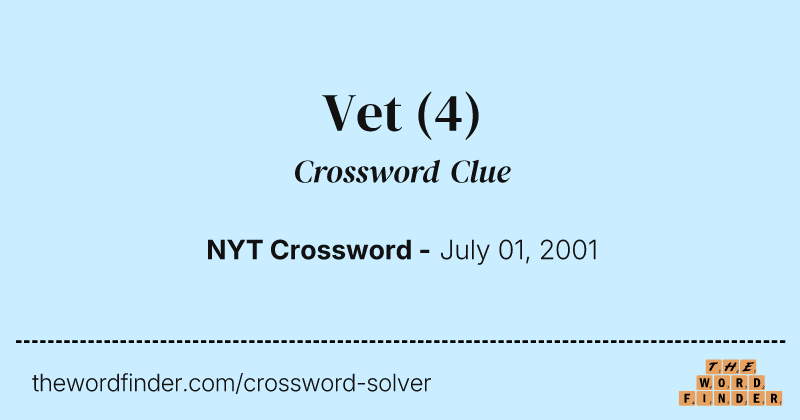 Vet crossword clue image
