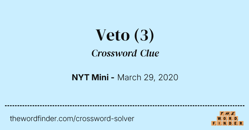Veto crossword clue image