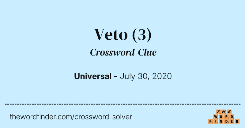 Veto crossword clue image