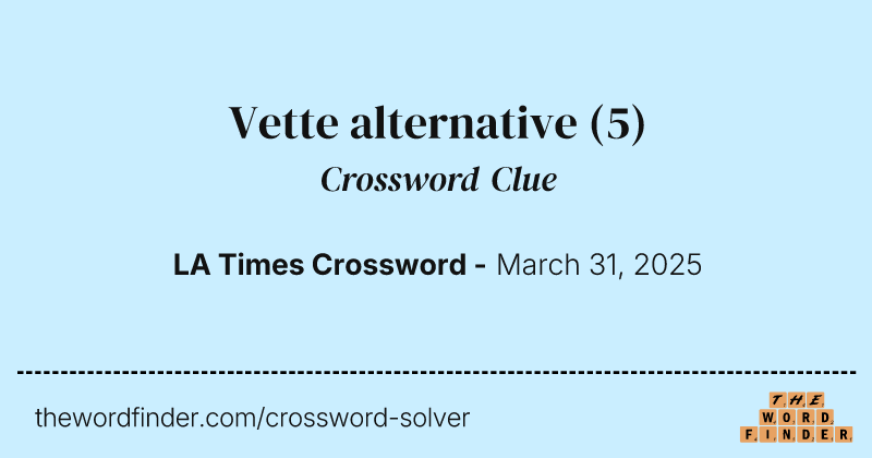 Vette alternative crossword clue image