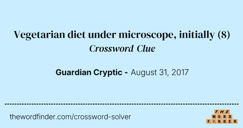 Vegetarian diet under microscope, initially crossword clue image