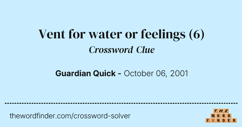 Vent for water or feelings crossword clue image
