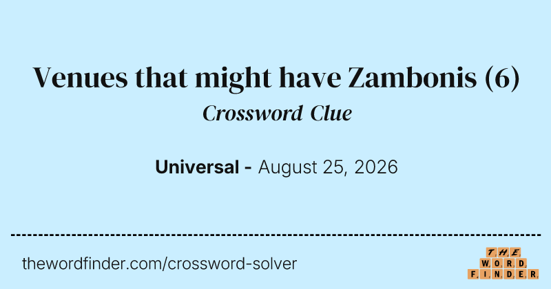Venues that might have Zambonis crossword clue image