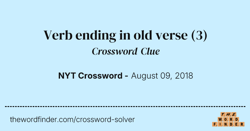 Verb ending in old verse crossword clue image