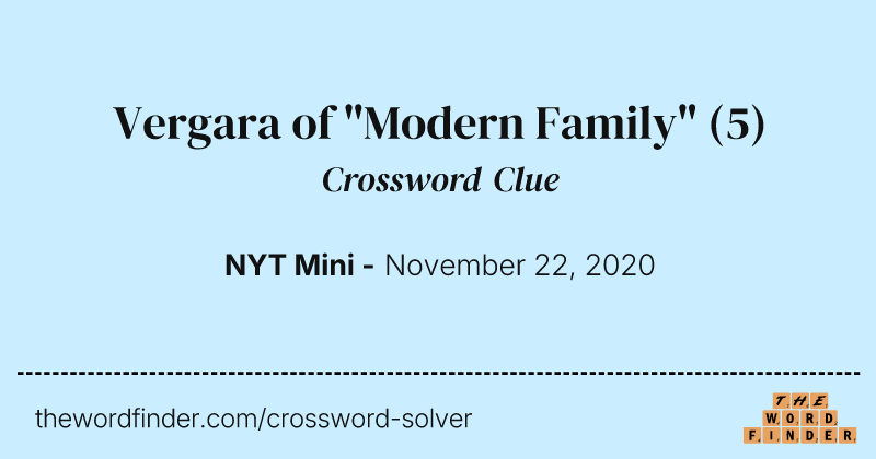 Vergara of "Modern Family" crossword clue image