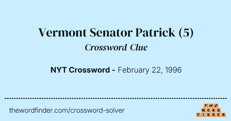 Vermont Senator Patrick crossword clue image