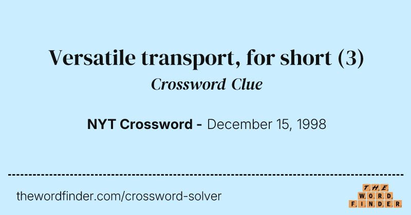 Versatile transport, for short crossword clue image