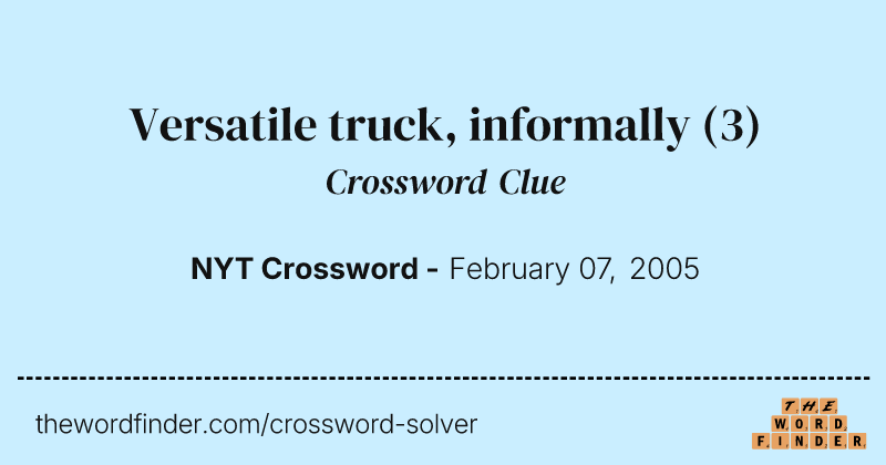 Versatile truck, informally crossword clue image