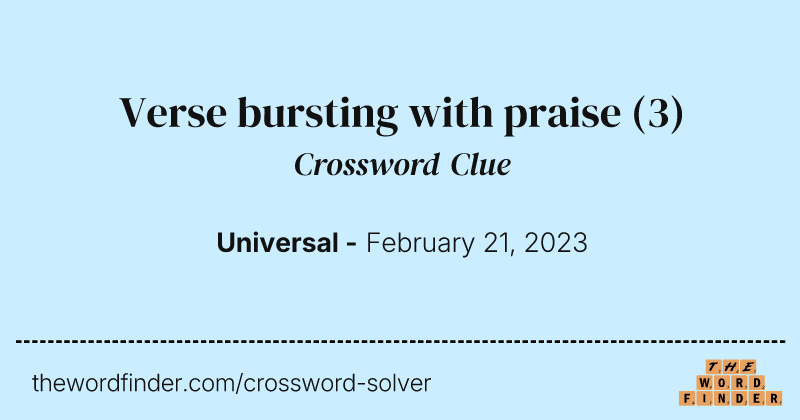 Verse bursting with praise crossword clue image