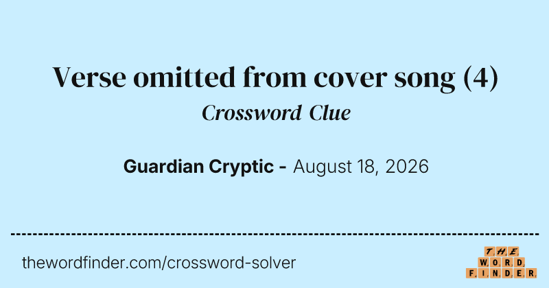 Verse omitted from cover song crossword clue image