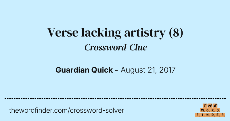Verse lacking artistry crossword clue image