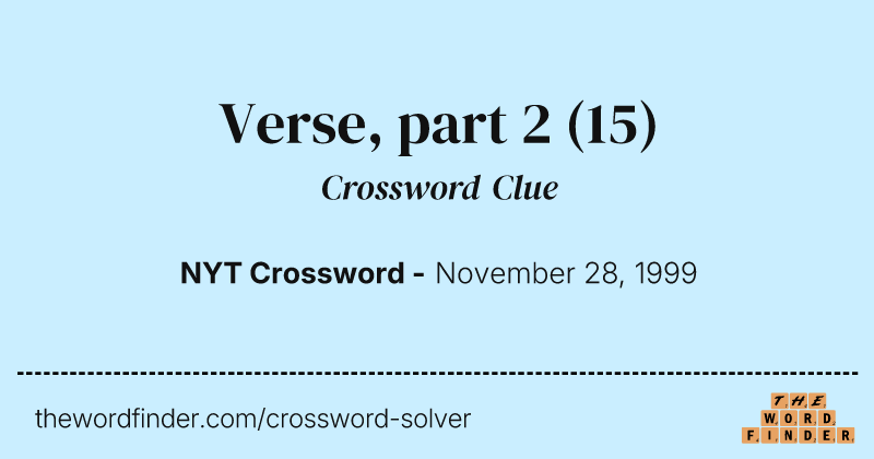 Verse, part 2 crossword clue image