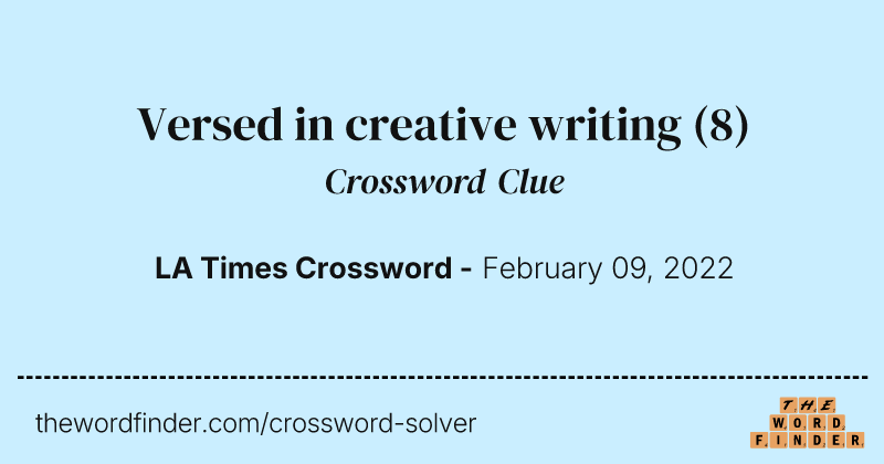 Versed in creative writing crossword clue image