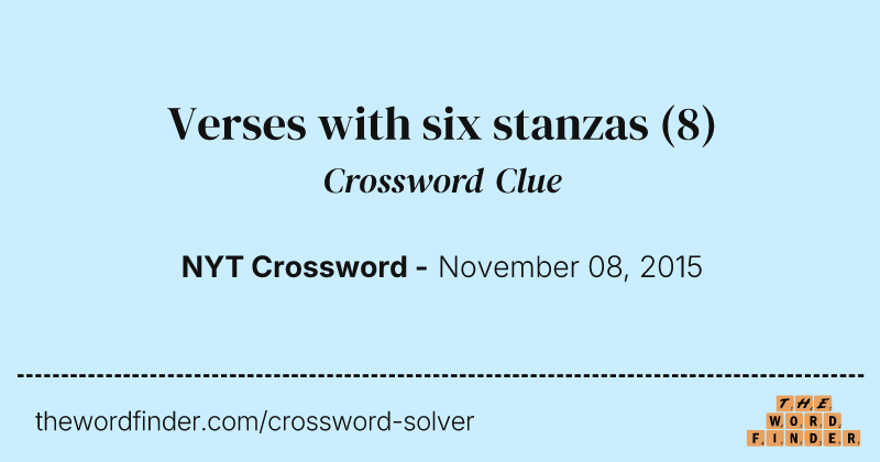 Verses with six stanzas crossword clue image
