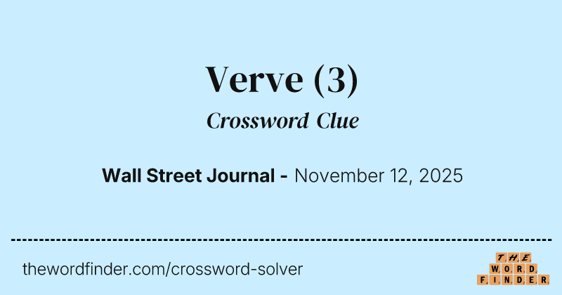 Verve crossword clue image