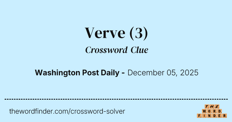 Verve crossword clue image