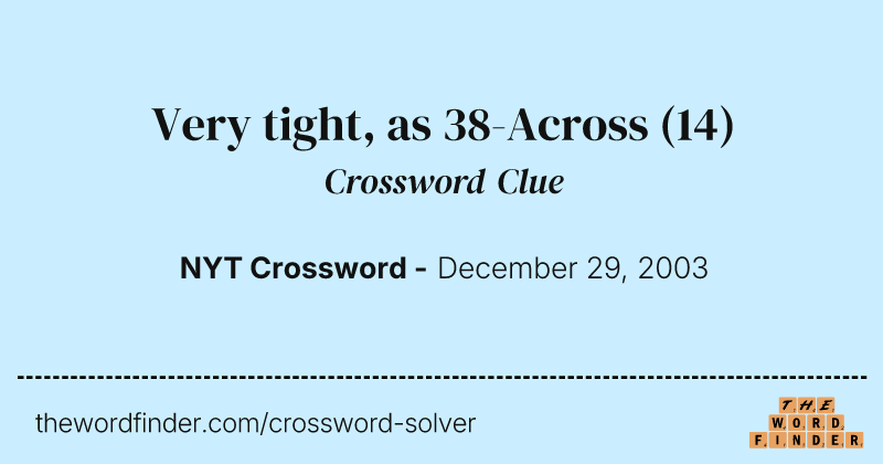 Very tight, as 38-Across crossword clue image
