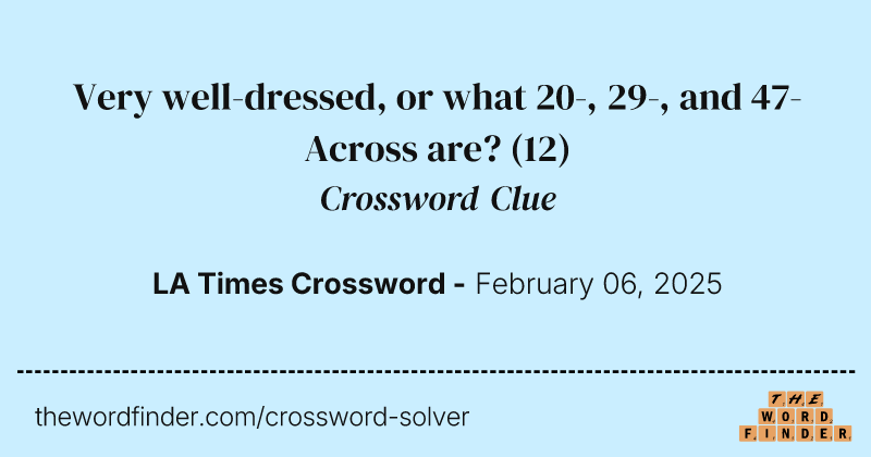 Very well-dressed, or what 20-, 29-, and 47-Across are? crossword clue image