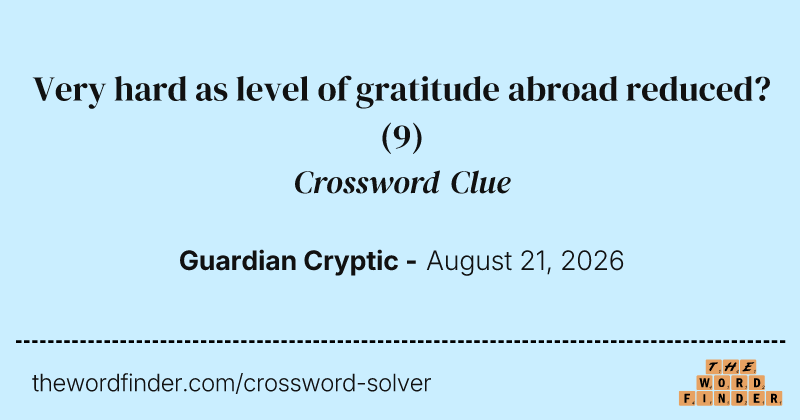Very hard as level of gratitude abroad reduced? crossword clue image