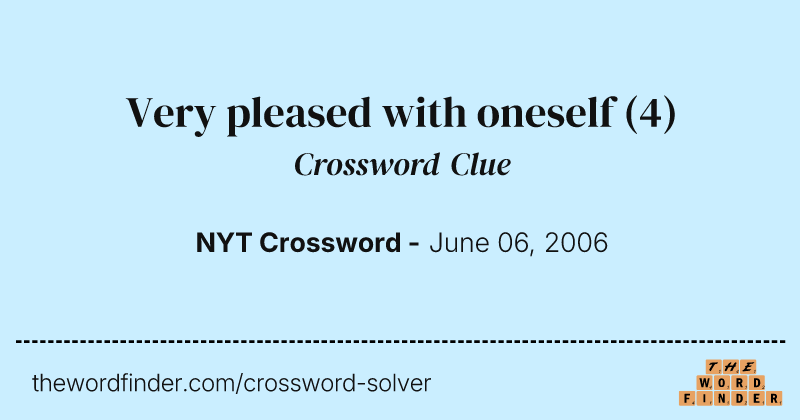 Very pleased with oneself crossword clue image