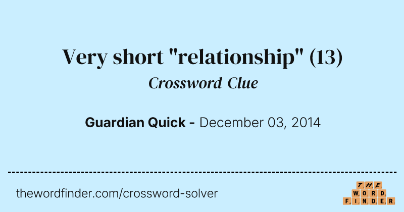 Very short "relationship" crossword clue image