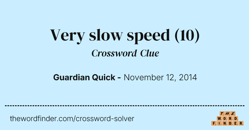 Very slow speed crossword clue image