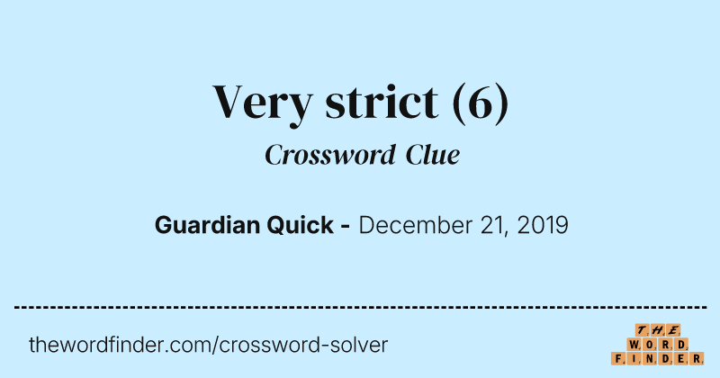 Very strict crossword clue image