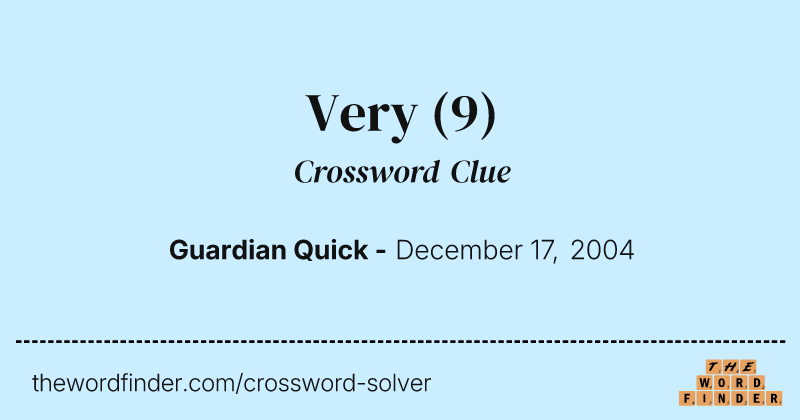 Very crossword clue image