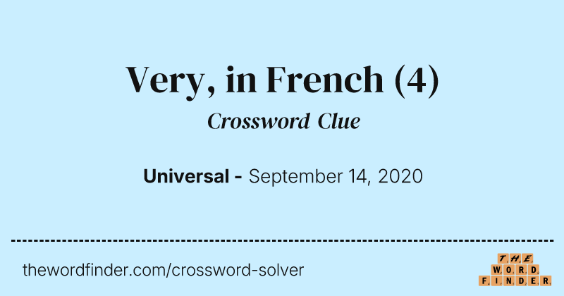 Very, in French crossword clue image
