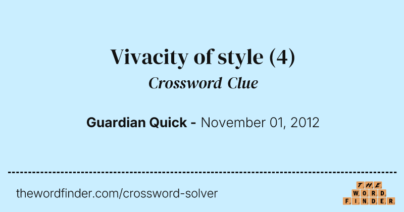Vivacity of style crossword clue image