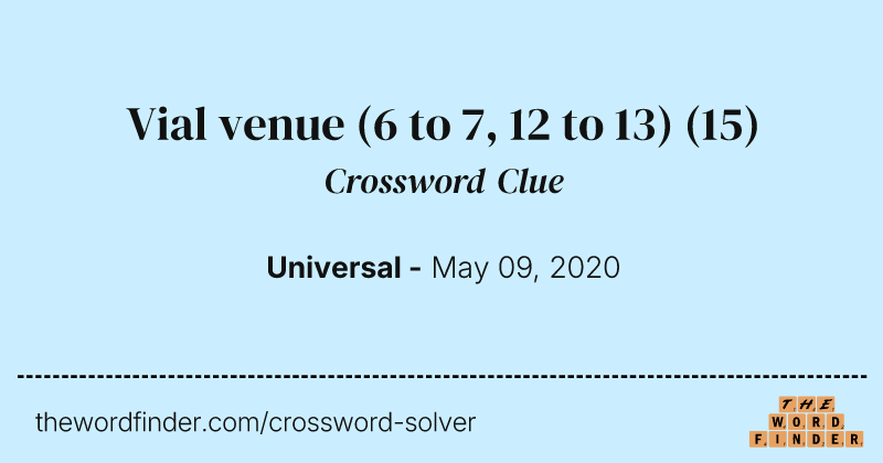Vial venue (6 to 7, 12 to 13) crossword clue image