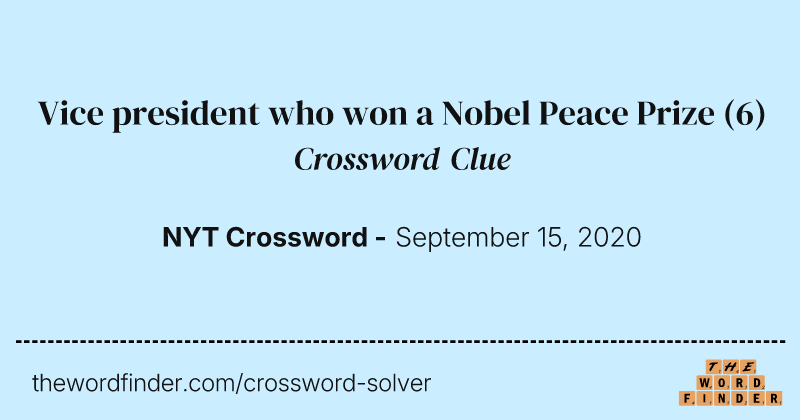 Vice president who won a Nobel Peace Prize crossword clue image