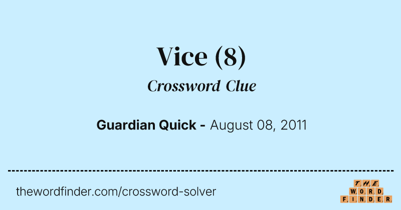 Vice crossword clue image