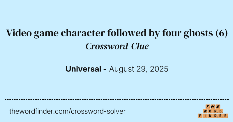 Video game character followed by four ghosts crossword clue image