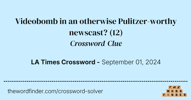 Videobomb in an otherwise Pulitzer-worthy newscast? crossword clue image