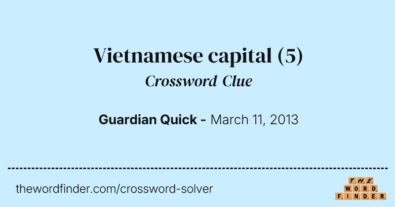 Vietnamese capital crossword clue image