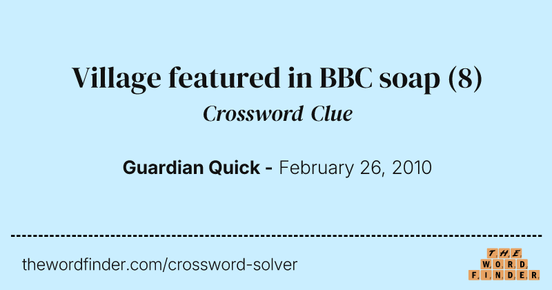 Village featured in BBC soap crossword clue image