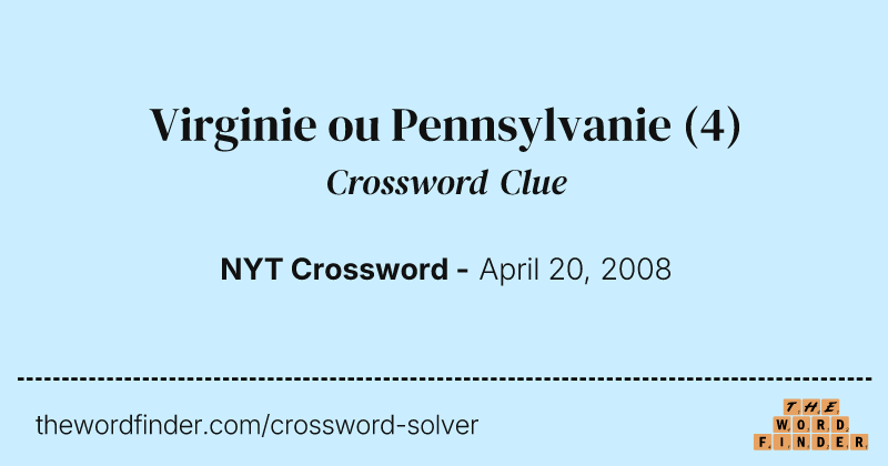 Virginie ou Pennsylvanie crossword clue image