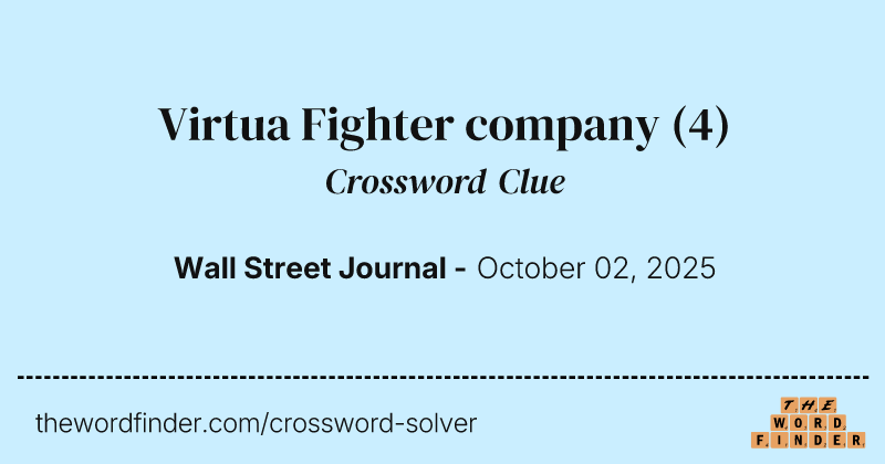 Virtua Fighter company crossword clue image