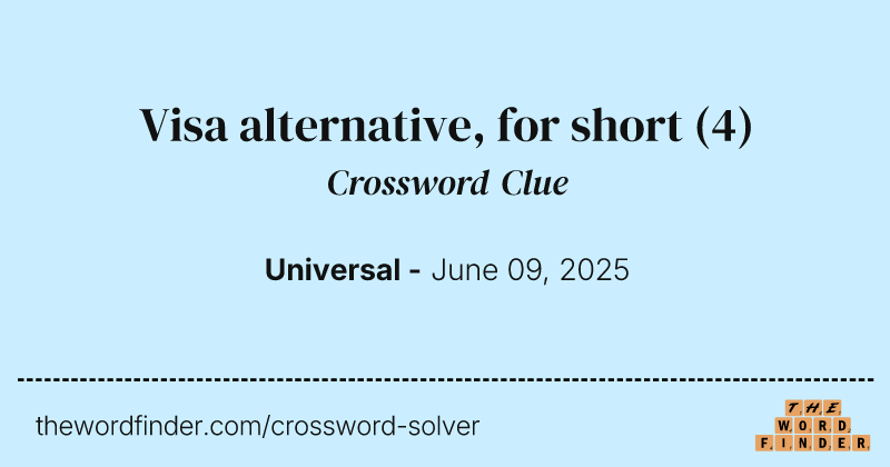 Visa alternative, for short crossword clue image