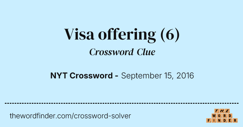 Visa offering crossword clue image