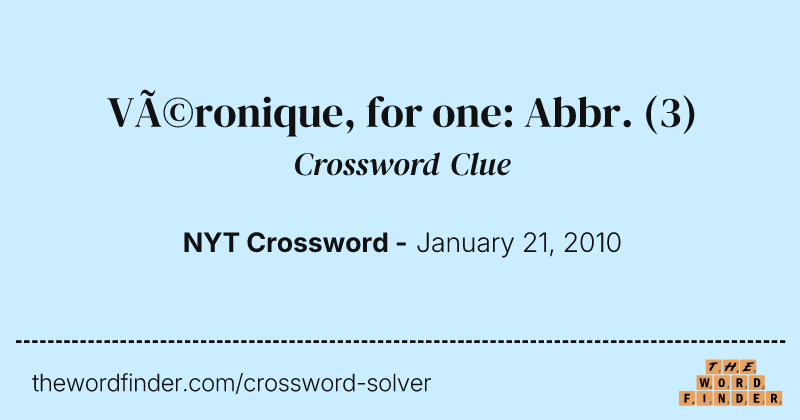 Véronique, for one: Abbr. crossword clue image