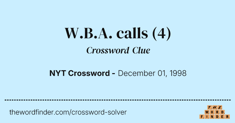 W.B.A. calls crossword clue image