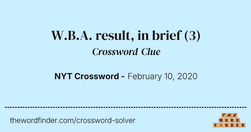W.B.A. result, in brief crossword clue image