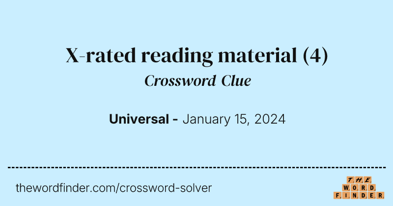 X-rated reading material crossword clue image