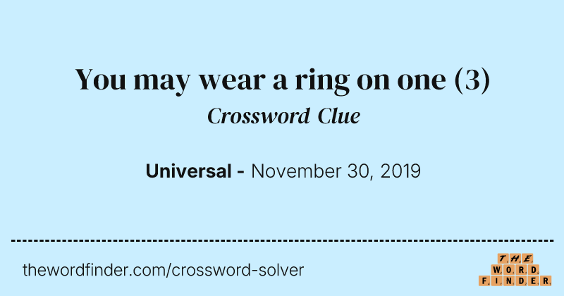 You may wear a ring on one crossword clue image