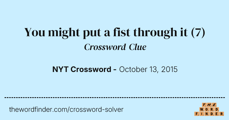 You might put a fist through it crossword clue image