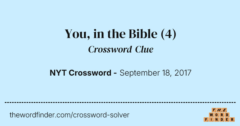 You, in the Bible crossword clue image