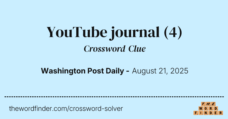 YouTube journal crossword clue image