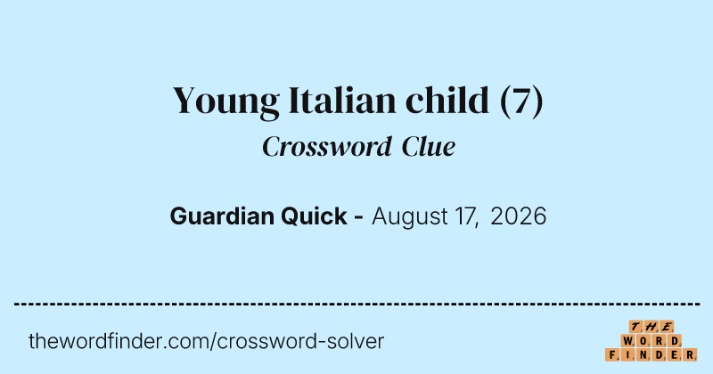 Young Italian child crossword clue image